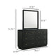 Cavy Wide Dresser with Matching Mirror | 6 Drawers | Black Wood | Gold