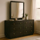 Cavy Wide Dresser with Matching Mirror | 6 Drawers | Black Wood | Gold