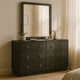 Cavy Wide Dresser with Matching Mirror | 6 Drawers | Black Wood | Gold