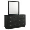 Cavy Wide Dresser with Matching Mirror | 6 Drawers | Black Wood | Gold