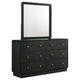 Cavy Wide Dresser with Matching Mirror | 6 Drawers | Black Wood | Gold