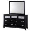 Dini Wide Dresser with Mirror | 7 Glitter Accent Drawers | Black Wood BM339992