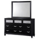 Dini Wide Dresser with Mirror | 7 Glitter Accent Drawers | Black Wood BM339992