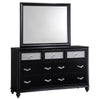 Dini Wide Dresser with Mirror | 7 Glitter Accent Drawers | Black Wood