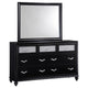 Dini Wide Dresser with Mirror | 7 Glitter Accent Drawers | Black Wood