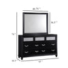 Dini Wide Dresser with Mirror | 7 Glitter Accent Drawers | Black Wood BM339992