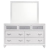 Dini Wide Dresser with Mirror | 7 Glitter Accent Drawers | White Wood BM339993