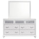 Dini Wide Dresser with Mirror | 7 Glitter Accent Drawers | White Wood BM339993