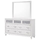 Dini Wide Dresser with Mirror | 7 Glitter Accent Drawers | White Wood BM339993