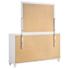 Dini Wide Dresser with Mirror | 7 Glitter Accent Drawers | White Wood
