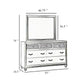 Dini Wide Dresser with Mirror | 7 Glitter Accent Drawers | White Wood