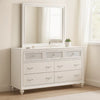 Dini Wide Dresser with Mirror | 7 Glitter Accent Drawers | White Wood