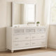 Dini Wide Dresser with Mirror | 7 Glitter Accent Drawers | White Wood