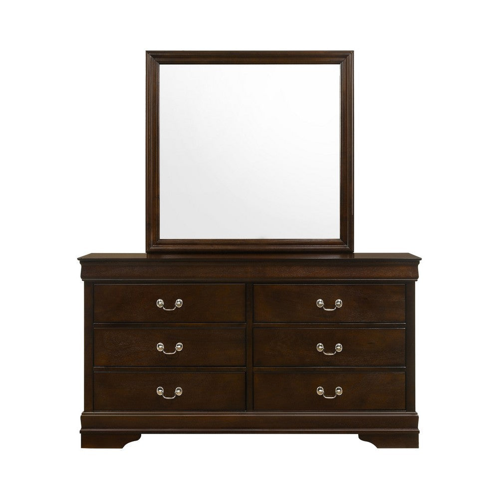Nim Wide Dresser and Mirror with Molded Trim | 6 Drawers | Dark Brown BM339994