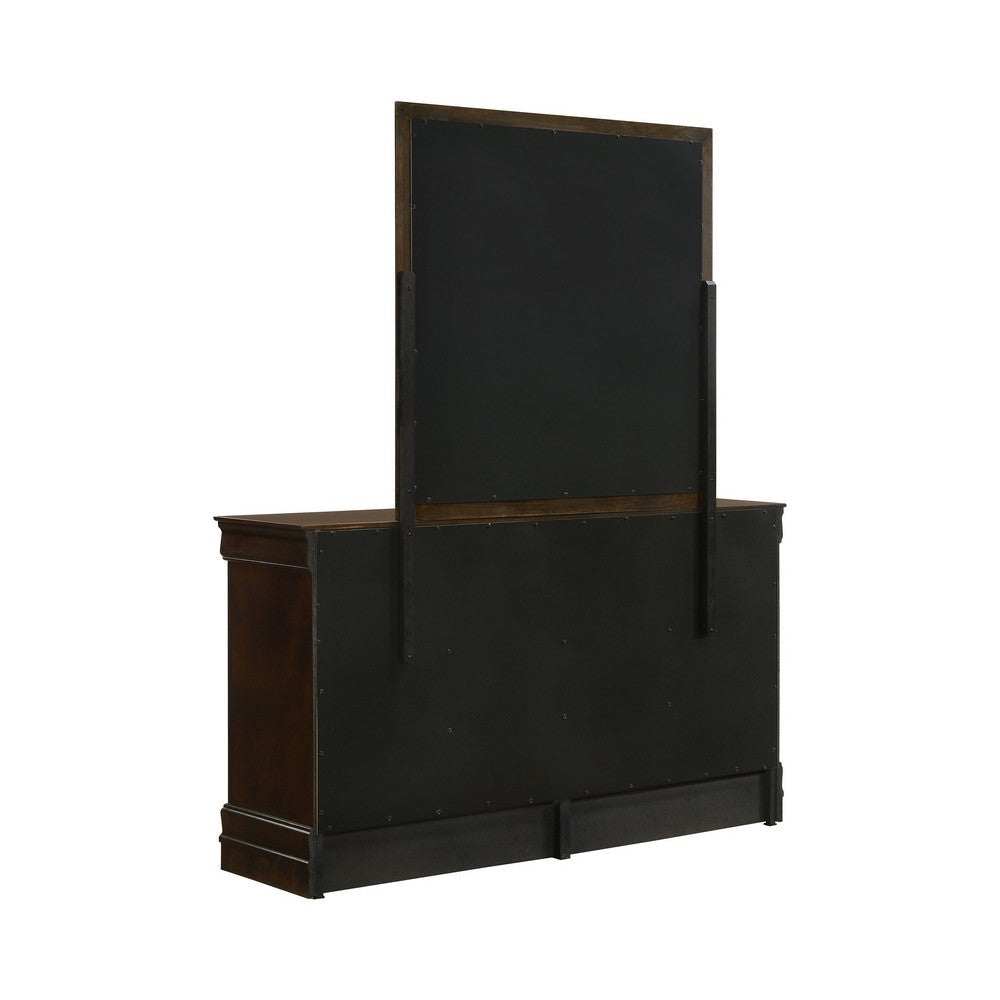 Nim Wide Dresser and Mirror with Molded Trim | 6 Drawers | Dark Brown BM339994