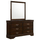 Nim Wide Dresser and Mirror with Molded Trim | 6 Drawers | Dark Brown