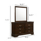 Nim Wide Dresser and Mirror with Molded Trim | 6 Drawers | Dark Brown BM339994