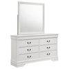 Nim Wide Dresser and Mirror with Molded Trim | 6 Drawers | White Wood