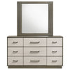Fene Wide Dresser with Rectangle Mirror | 9 Drawers | Gray-Almond Wood BM339996