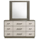 Fene Wide Dresser with Rectangle Mirror | 9 Drawers | Gray-Almond Wood BM339996
