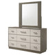 Fene Wide Dresser with Rectangle Mirror | 9 Drawers | Gray-Almond Wood BM339996