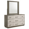 Fene Wide Dresser with Rectangle Mirror | 9 Drawers | Gray-Almond Wood