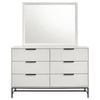 Noro 2 Piece Modern Wide Dresser and Mirror Set | 6 Drawers | White BM339997