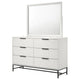 Noro 2 Piece Modern Wide Dresser and Mirror Set | 6 Drawers | White BM339997