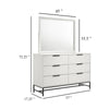 Noro 2 Piece Modern Wide Dresser and Mirror Set | 6 Drawers | White BM339997
