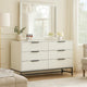 Noro 2 Piece Modern Wide Dresser and Mirror Set | 6 Drawers | White