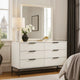 Noro 2 Piece Modern Wide Dresser and Mirror Set | 6 Drawers | White
