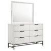 Noro 2 Piece Modern Wide Dresser and Mirror Set | 6 Drawers | White