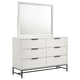 Noro 2 Piece Modern Wide Dresser and Mirror Set | 6 Drawers | White