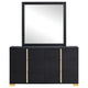 Dex Wide 6 Drawer Dresser and Mirror | Contemporary Gold Metal | Black