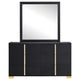 Dex Wide 6 Drawer Dresser and Mirror | Contemporary Gold Metal | Black BM339998