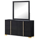 Dex Wide 6 Drawer Dresser and Mirror | Contemporary Gold Metal | Black