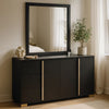 Dex Wide 6 Drawer Dresser and Mirror | Contemporary Gold Metal | Black