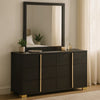 Dex Wide 6 Drawer Dresser and Mirror | Contemporary Gold Metal | Black