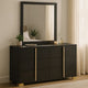 Dex Wide 6 Drawer Dresser and Mirror | Contemporary Gold Metal | Black