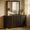 Dex Wide 6 Drawer Dresser and Mirror | Contemporary Gold Metal | Black