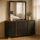 Dex Wide 6 Drawer Dresser and Mirror | Contemporary Gold Metal | Black