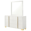 Dex Wide 6 Drawer Dresser with Mirror | Contemporary Gold | White BM339999