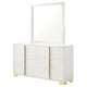 Dex Wide 6 Drawer Dresser with Mirror | Contemporary Gold | White BM339999