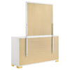 Dex Wide 6 Drawer Dresser with Mirror | Contemporary Gold | White BM339999
