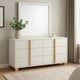 Dex Wide 6 Drawer Dresser with Mirror | Contemporary Gold | White