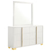 Dex Wide 6 Drawer Dresser with Mirror | Contemporary Gold | White