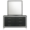 Jenny Wide Dresser with Mirror | Retro Modern Chrome Legs | Black BM340000
