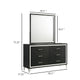Jenny Wide Dresser with Mirror | Retro Modern Chrome Legs | Black BM340000