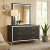 Jenny Wide Dresser with Mirror | Retro Modern Chrome Legs | Black