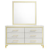 Jenny Wide Dresser with Mirror | Retro Modern Gold Legs | White BM340001